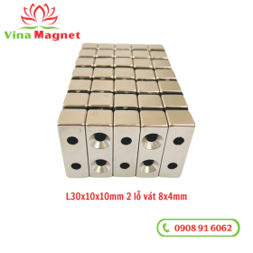 Nam châm đất hiếm có lỗ L30x10x10mm